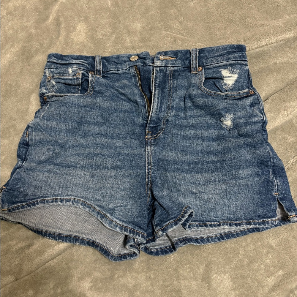 American Eagle Outfitters Blue Jean Shorts High-Waisted Distressed